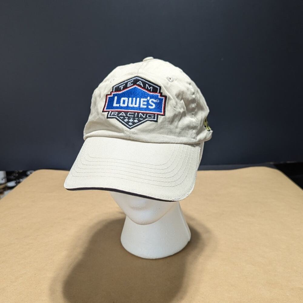 Vintage Y2K NASCAR Jimmie Johnson Baseball Cap Hat Tan Khaki Cars Racing 2000s